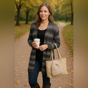 Sonoma Gray Ombre Open Front Cardigan Sweater NWT Size Small Cozy Fall